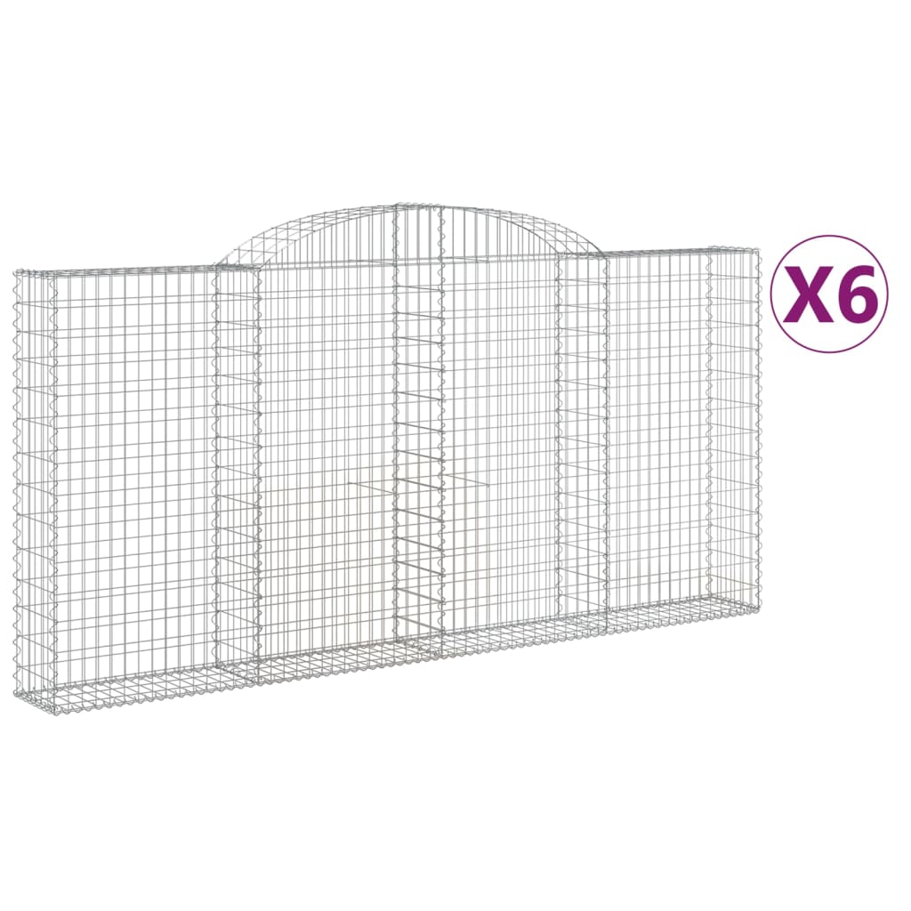 VidaXL Gabionen 6 Stück gebogen 300x30x140 160 cm Eisen