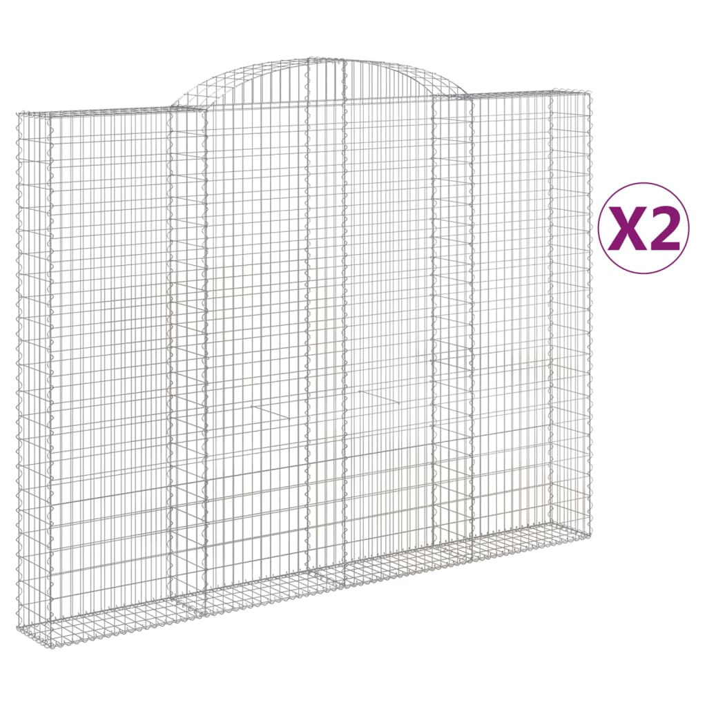 VidaXL Gabionen 2 Stück gebogen 300x30x220 240 cm Eisen