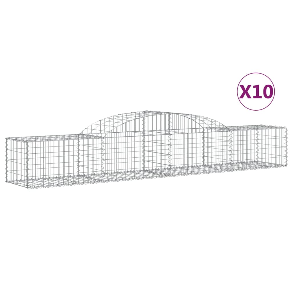 VidaXL Gabionen 10 Stück gebogen 300x50x40 60 cm verzinktes Eisen