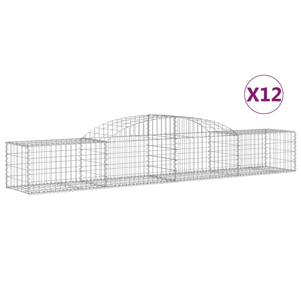 VidaXL Gabionen 12 Stück gebogen 300x50x40 60 cm verzinktes Eisen