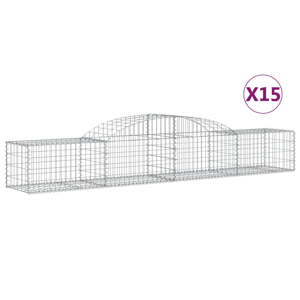 VidaXL Gabionen 15 Stück gebogen 300x50x40 60 cm verzinktes Eisen