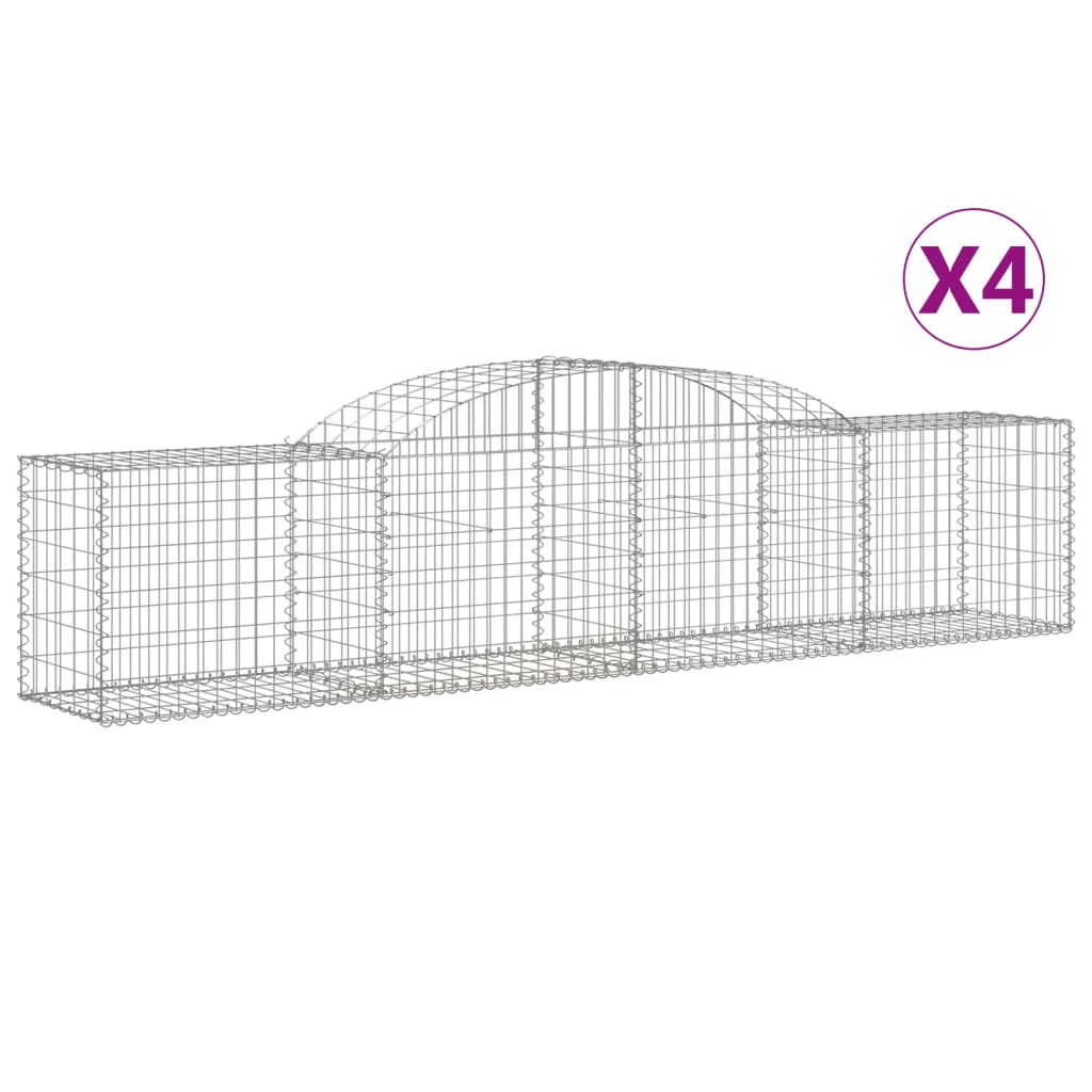VidaXL Gabionen 4 Stück gebogen 300x50x60 80 cm verzinktes Eisen