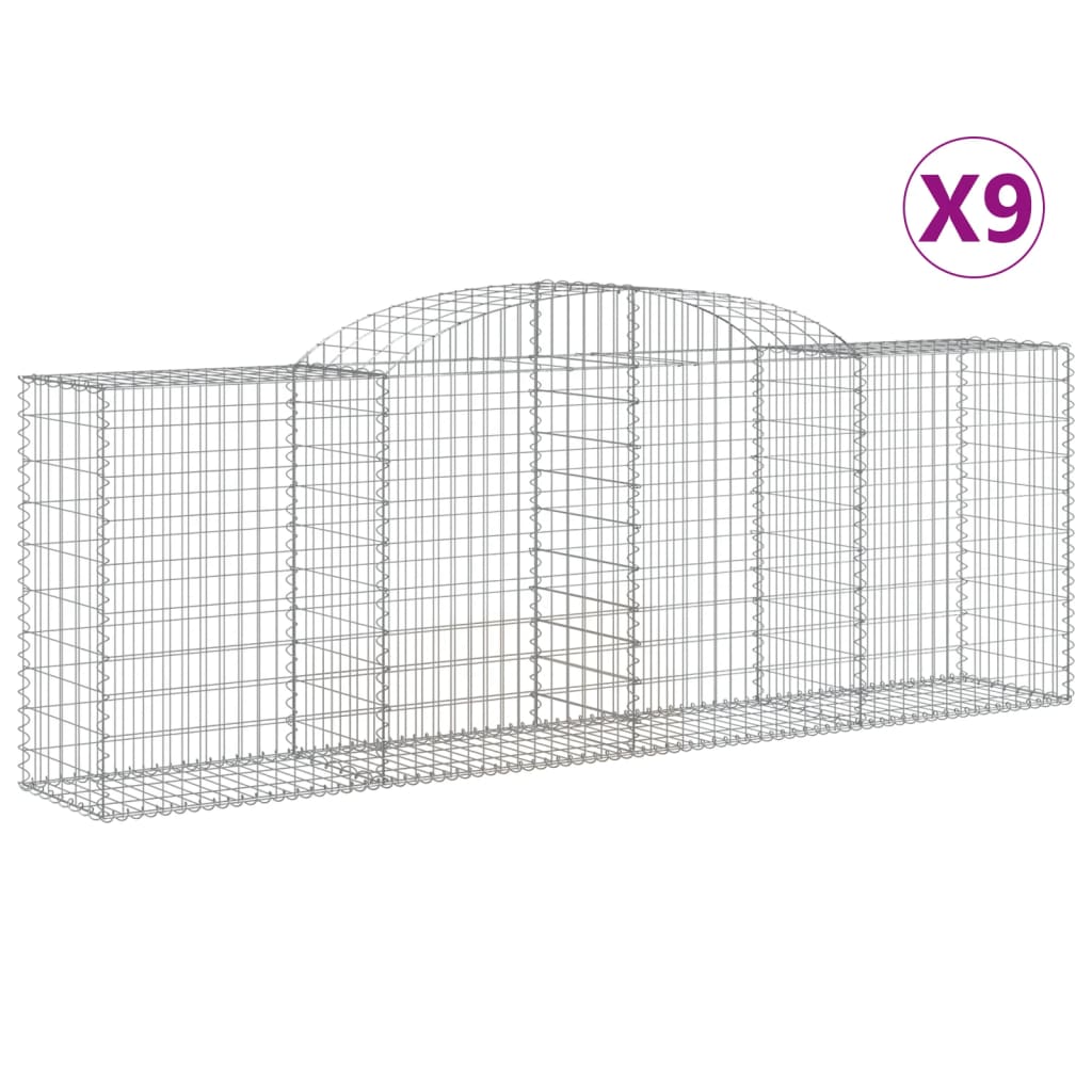 VidaXL Gabionen 9 Stück gebogen 300x50x100 120 cm Eisen