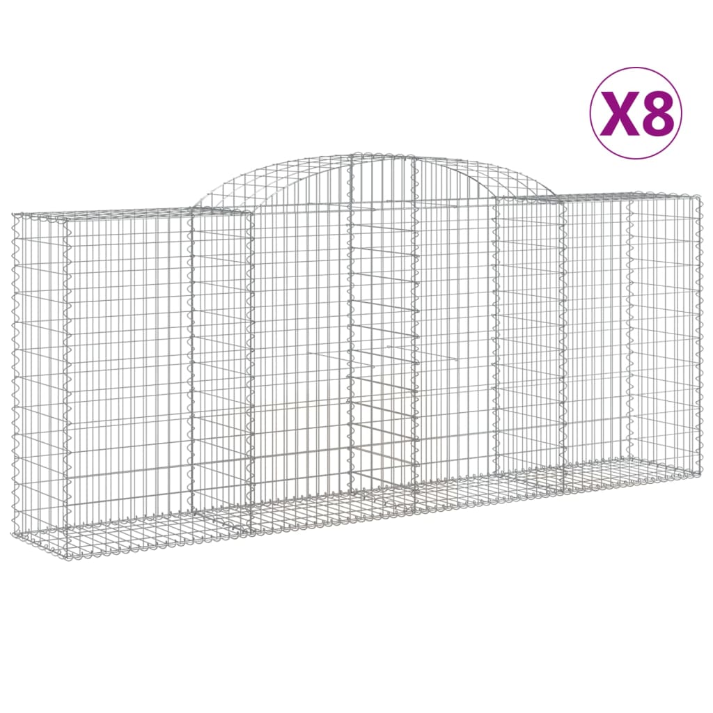 VidaXL Gabionen 8 Stück gebogen 300x50x120 140 cm Eisen