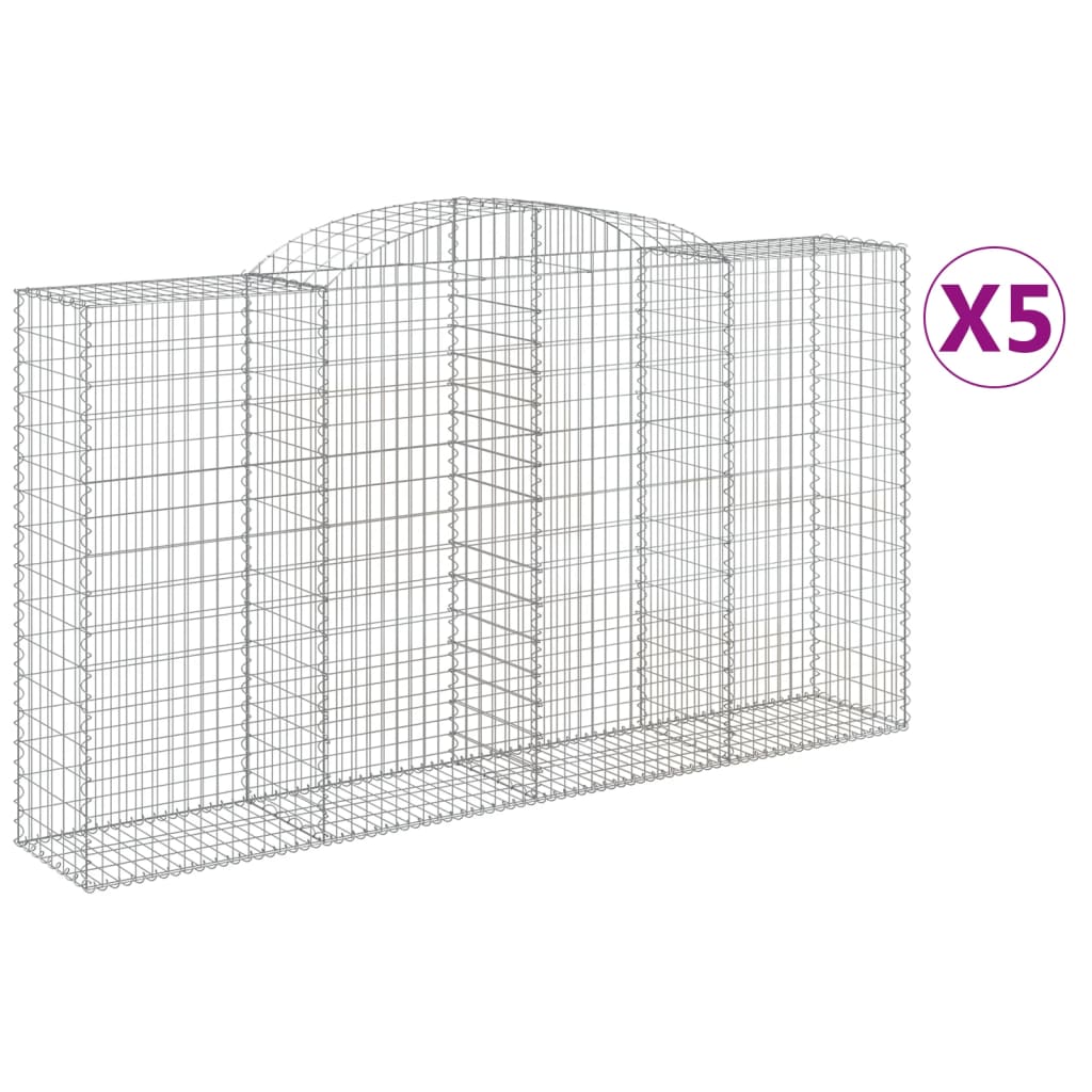 VidaXL Gabionen 5 Stück gebogen 300x50x160 180 cm Eisen