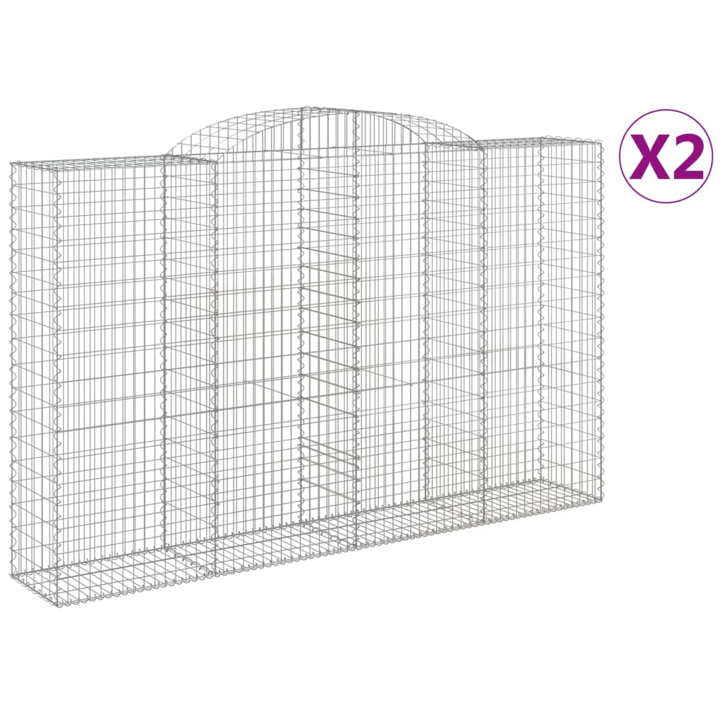 VidaXL Gabionen 2 Stück gebogen 300x50x180 200 cm Eisen