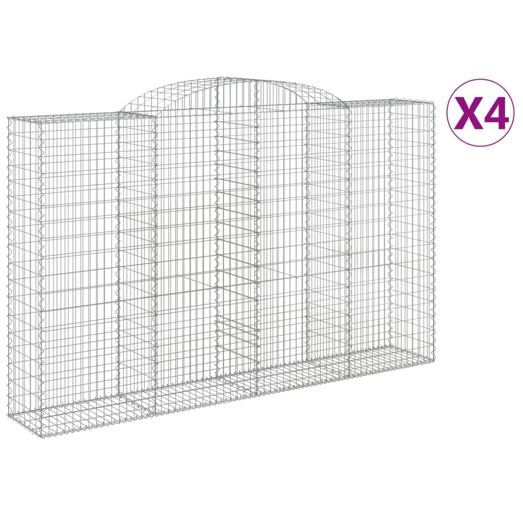 VidaXL Gabionen 4 Stück gebogen 300x50x180 200 cm Eisen