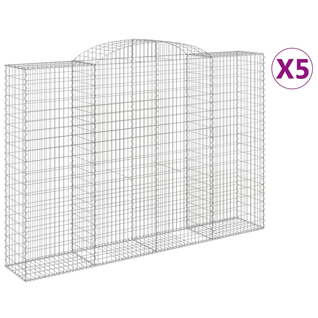 VidaXL Gabionen 5 Stück gebogen 300x50x200 220 cm Eisen