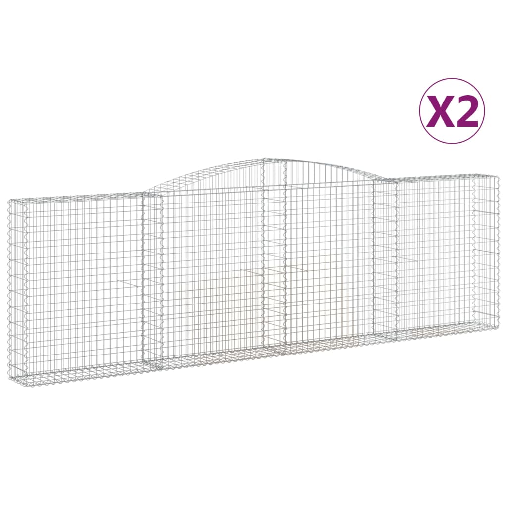 VidaXL Gabionen 2 Stück gebogen 400x30x120 140 cm Eisen