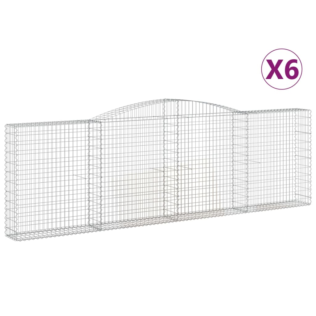 VidaXL Gabionen 6 Stück gebogen 400x30x120 140 cm Eisen