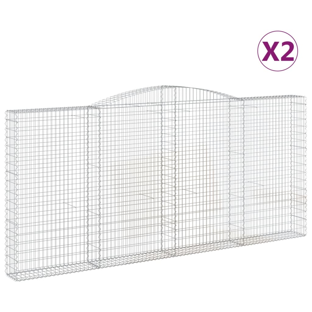 VidaXL Gabionen 2 Stück gebogen 400x30x180 200 cm Eisen