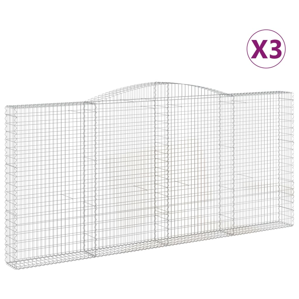 VidaXL Gabionen 3 Stück gebogen 400x30x180 200 cm Eisen
