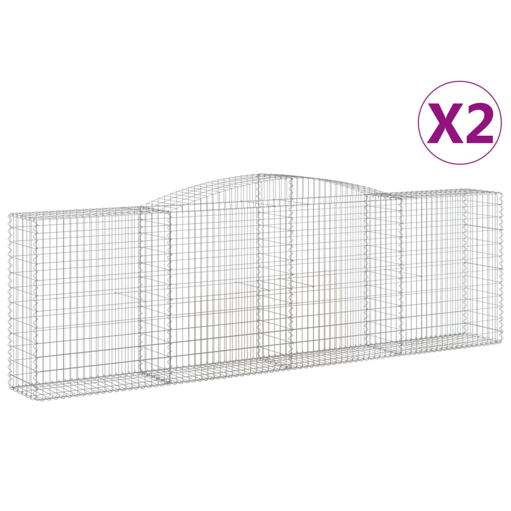 VidaXL Gabionen 2 Stück gebogen 400x50x120 140 cm Eisen