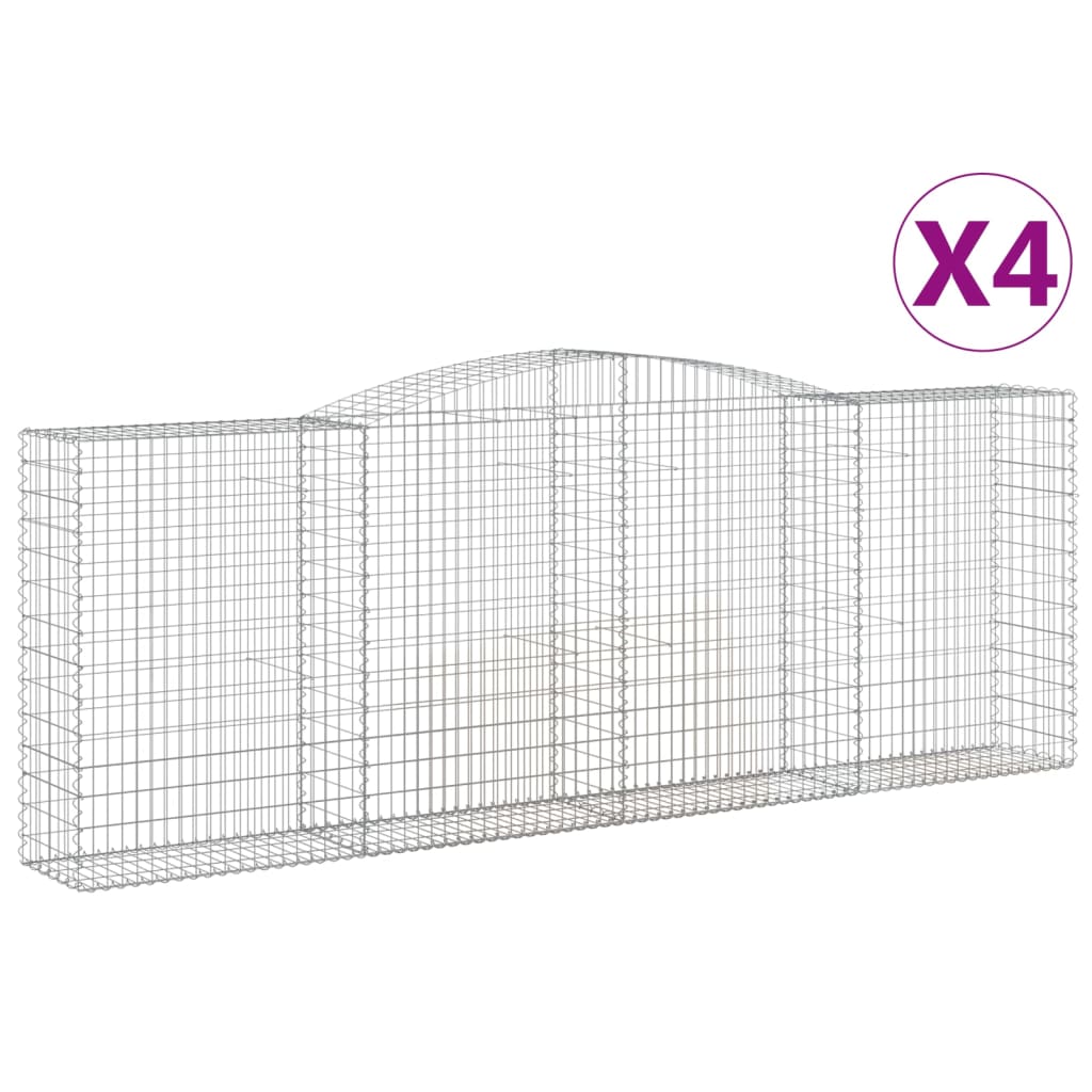 VidaXL Gabionen 4 Stück gebogen 400x50x140 160 cm Eisen