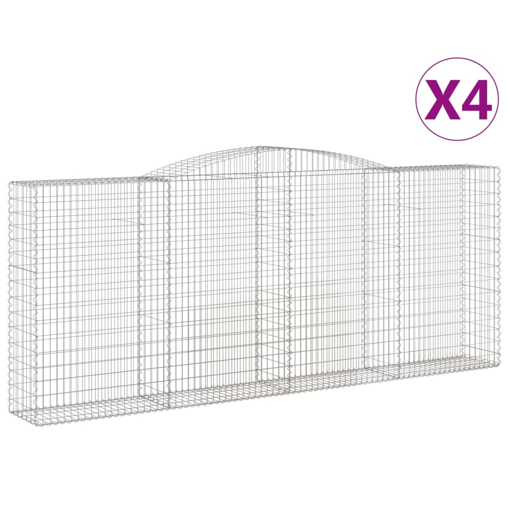VidaXL Gabionen 4 Stück gebogen 400x50x160 180 cm Eisen