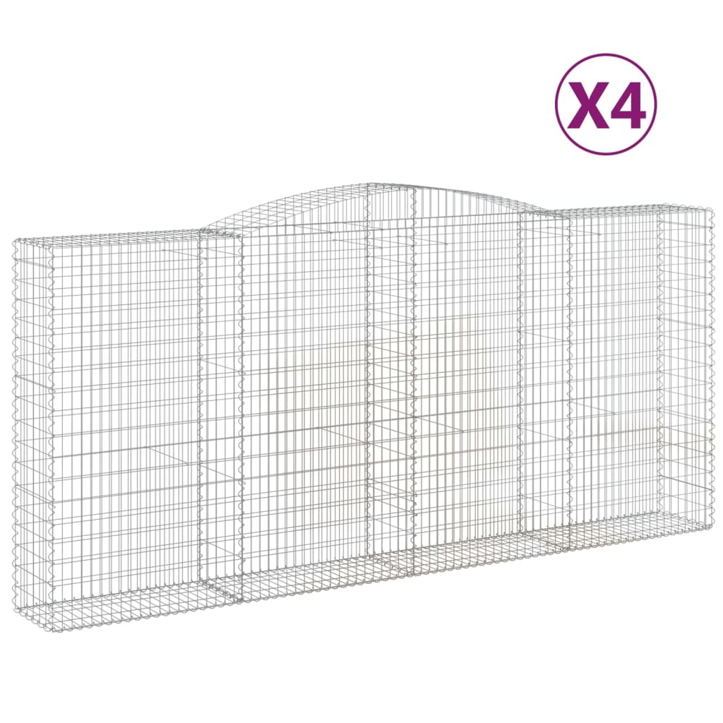 VidaXL Gabionen 4 Stück gebogen 400x50x180 200 cm Eisen