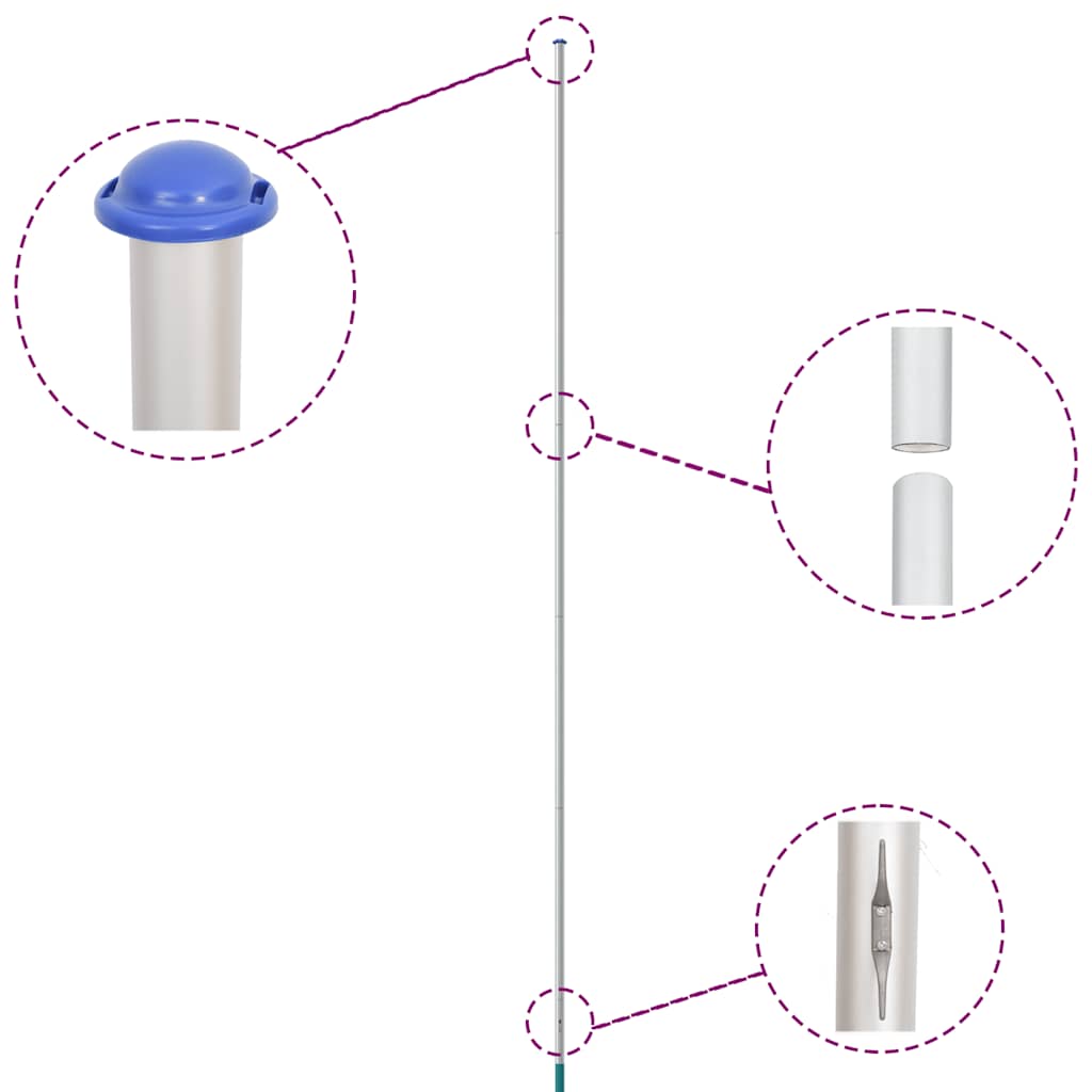 Vidaxx Fahnenmast teilbar 6,23 m Aluminium silberfarben