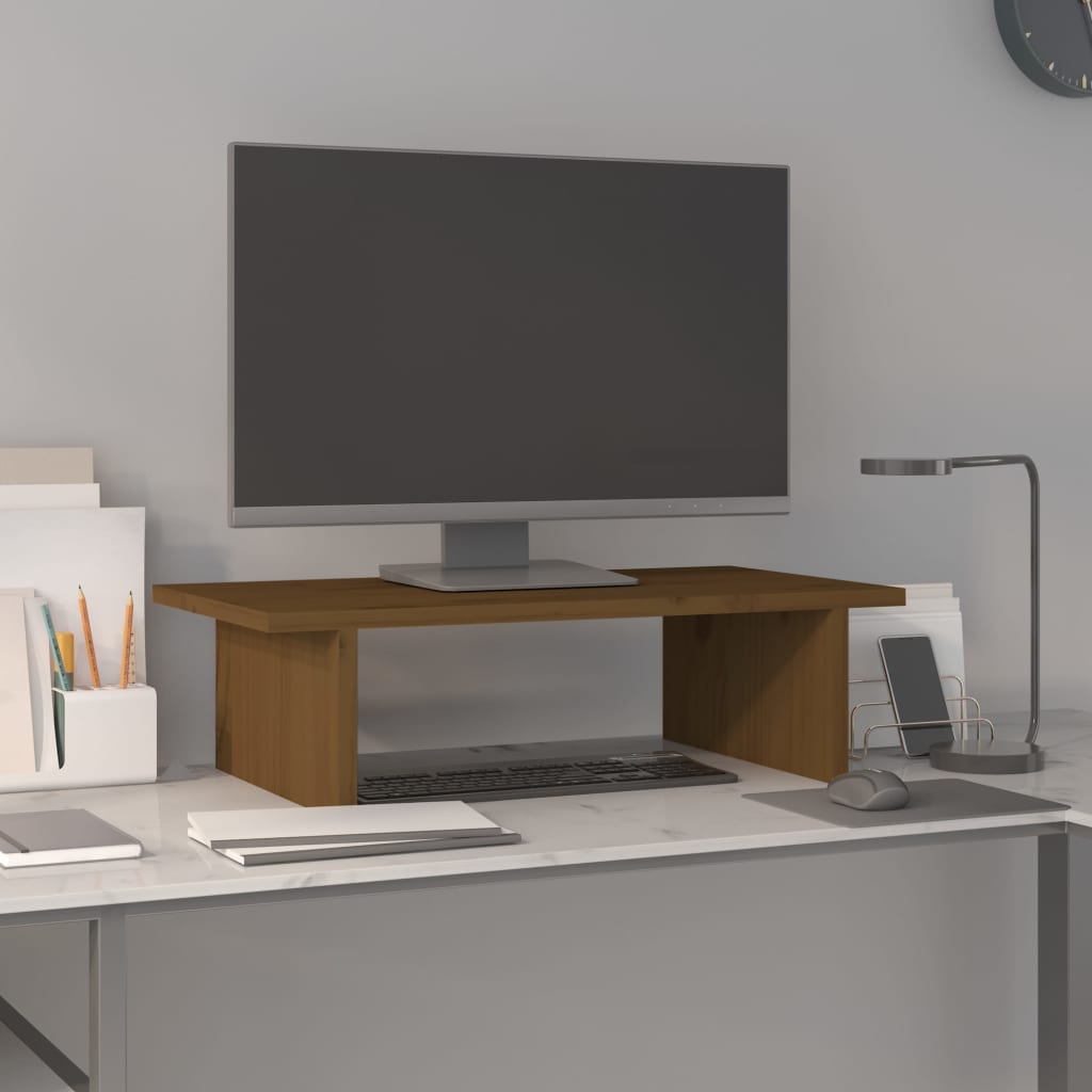 VidaXL Monitorständer 50x27x15 cm massives Kiefernholz honigbraun