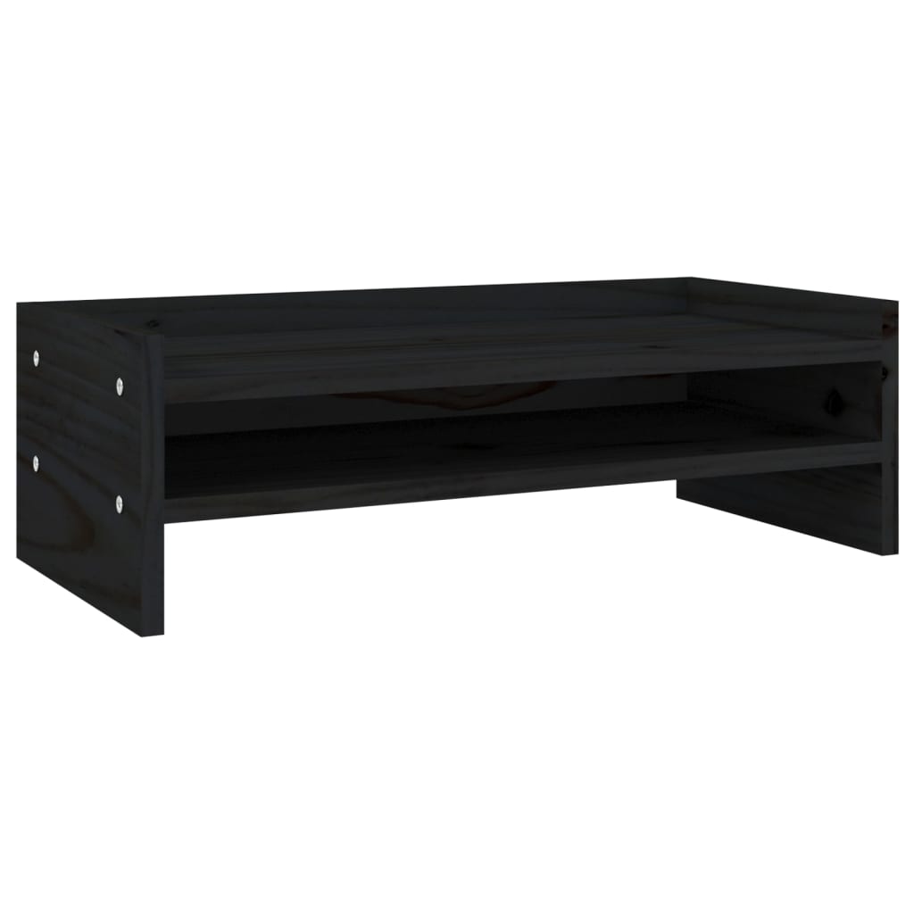 VidaXL Monitorständer 50x24x16 cm massives Kiefernholz schwarz
