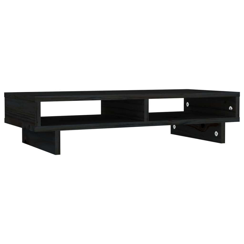 VidaXL Monitorständer 60x27x14 cm massives Kiefernholz schwarz
