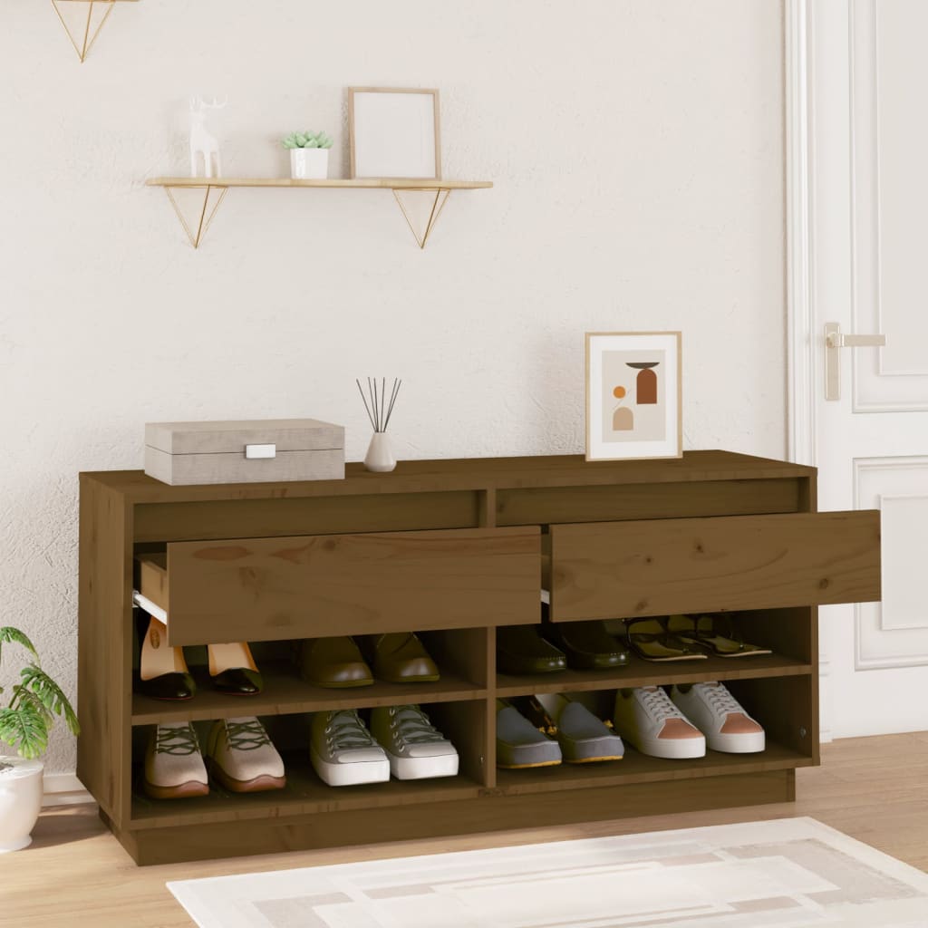 Vidaxx Schuhschrank 110x34x52 cm massives Kiefernholz honigbraun