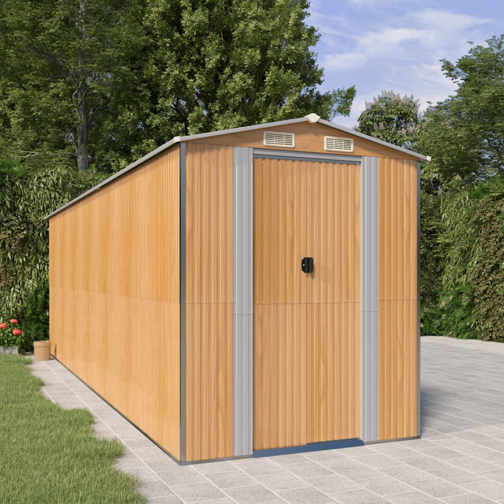 VidaXL Gartenhaus 192x606x223 cm verzinkter Stahl hellbraun