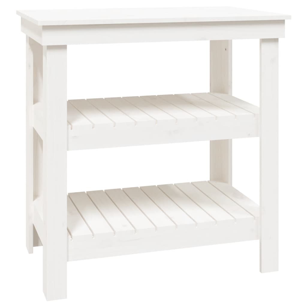 VidaXL Werkbank 78,5x50x80 cm massives Kiefernholz weiß