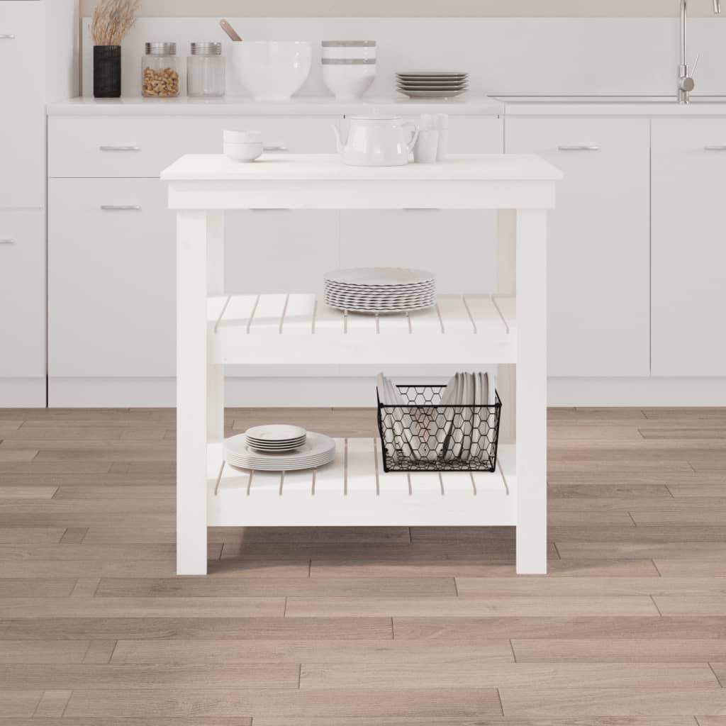 VidaXL Werkbank 78,5x50x80 cm massives Kiefernholz weiß