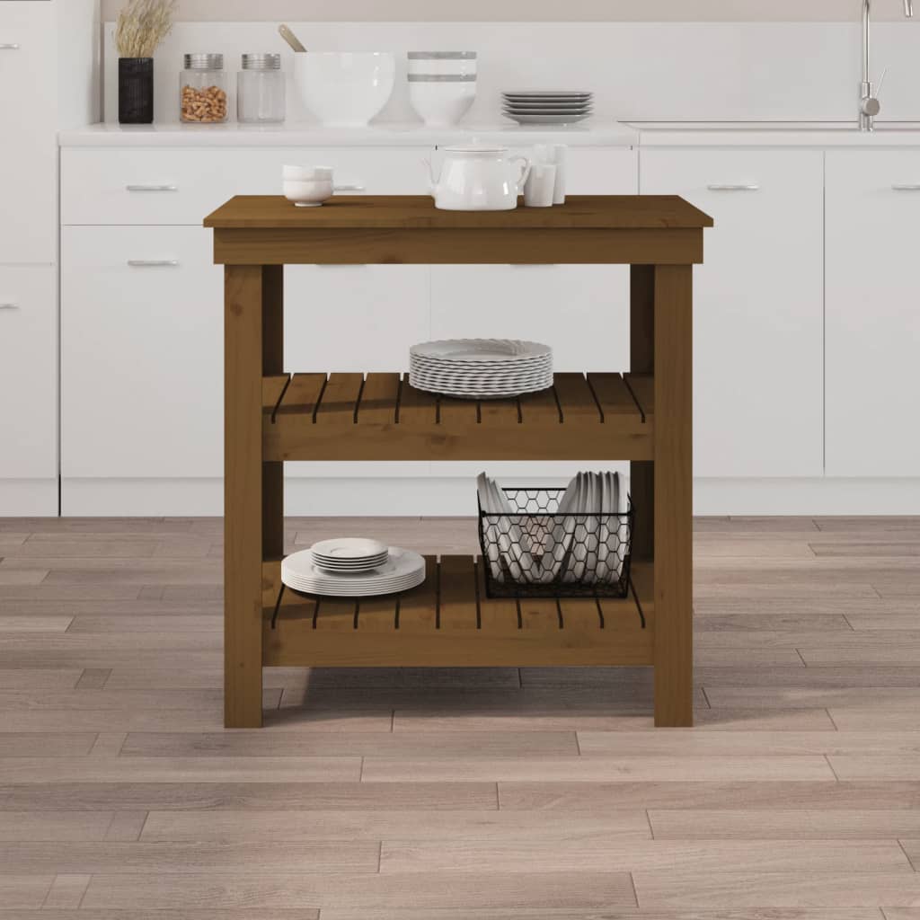 Vidaxx Werkbank 78,5x50x80 cm massives Kiefernholz honigbraun