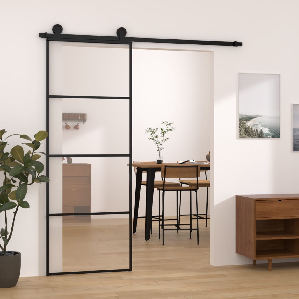 VidaXL Schiebetür mit Beschlägen 76x205 cm ESG-Glas und Aluminium