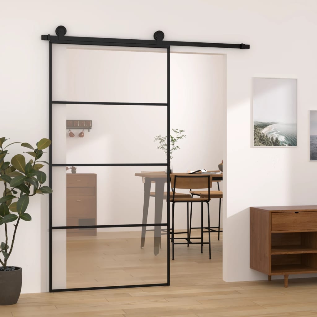 VidaXL Schiebetür mit Beschlägen 102,5x205 cm ESG-Glas und Aluminium