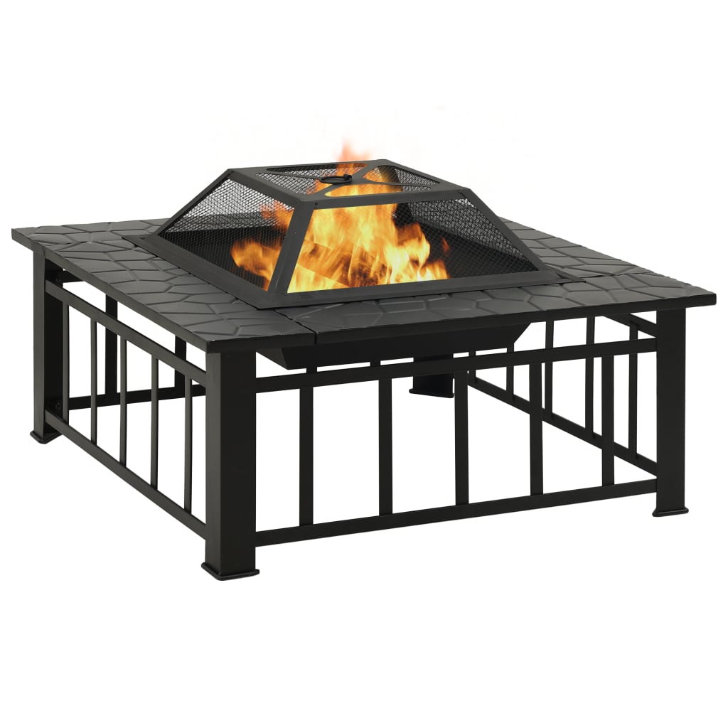 VidaXL Feuerstelle mit Schürhaken XXL 79x79x46,5 Stahl