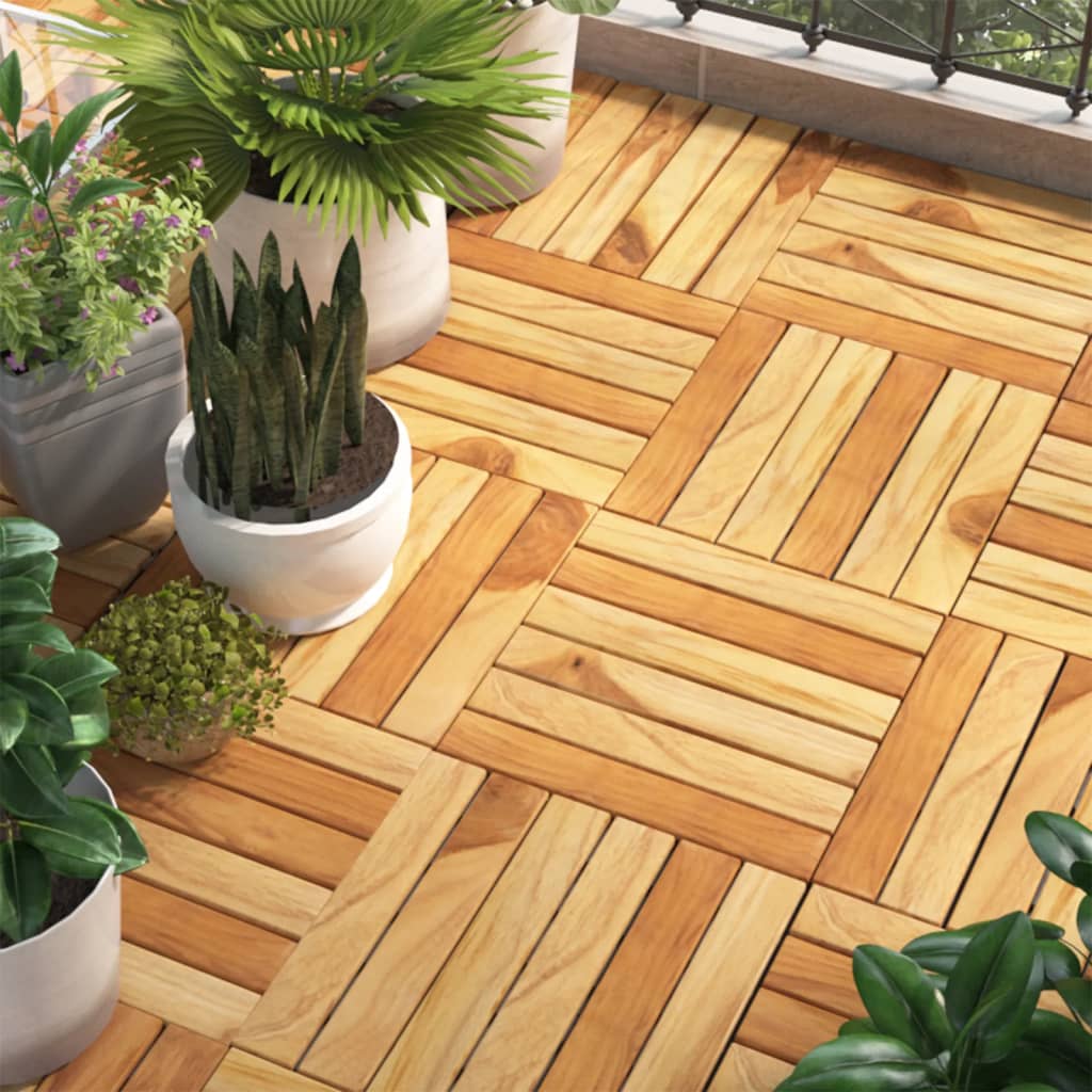 VidaXL Terrassenfliesen 20 Stück 30x30 cm massives Teakholz mit vertikalem Muster