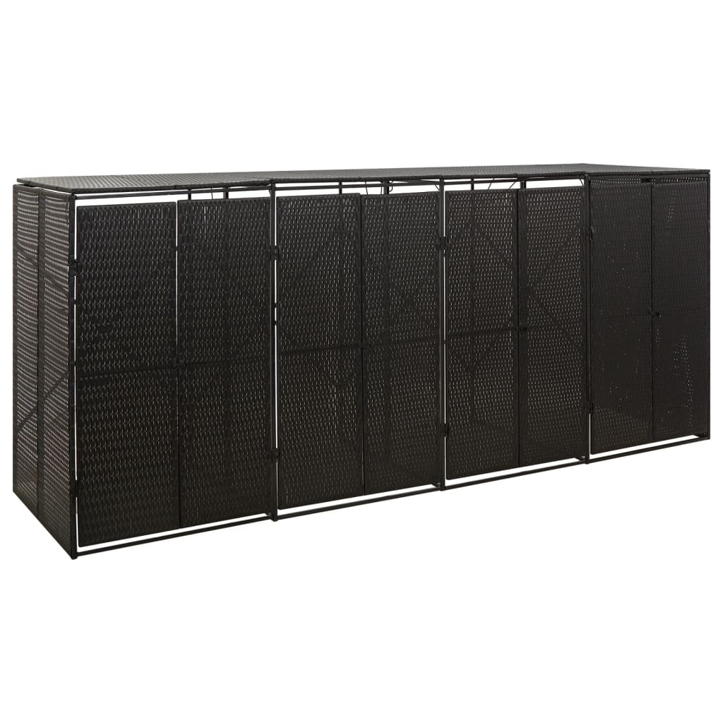 VidaXL Containeraufbewahrung vierfach 274x80x117 cm Polyrattan schwarz
