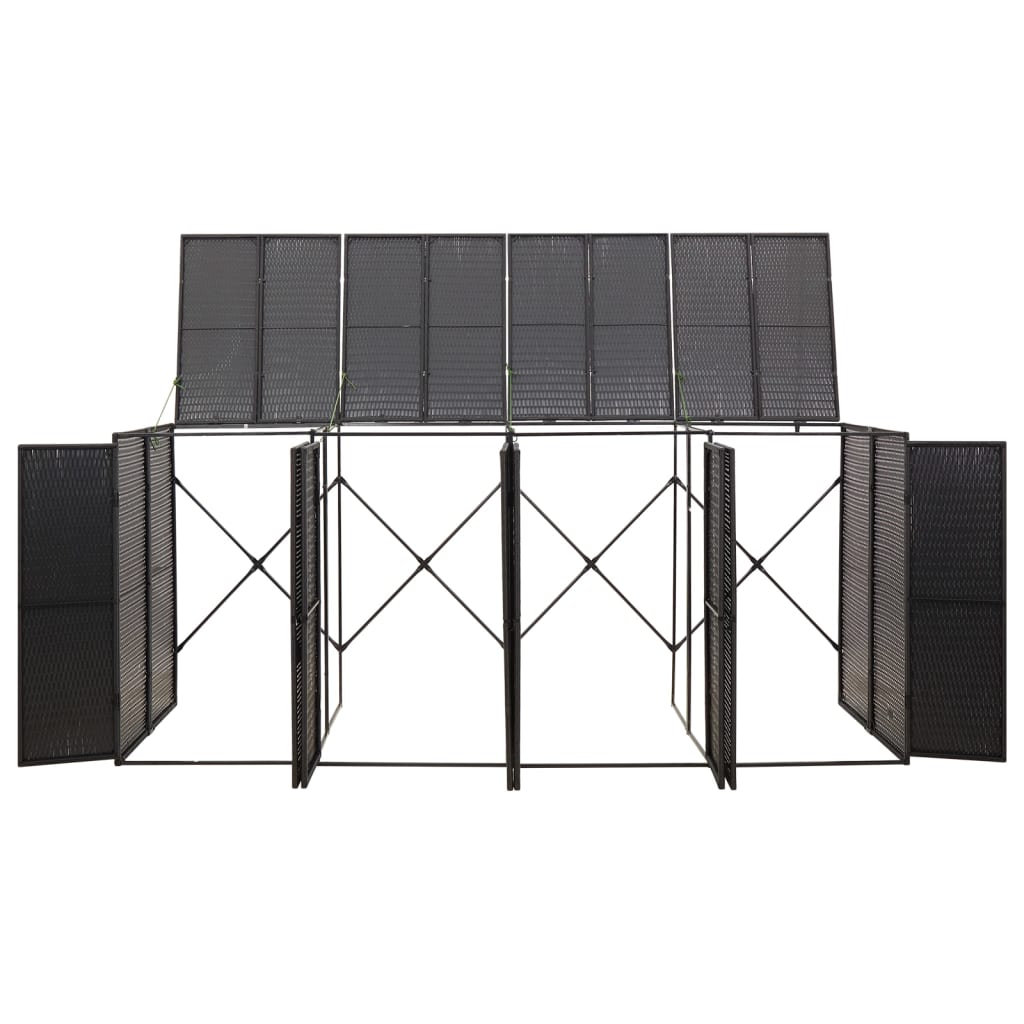VidaXL Containeraufbewahrung vierfach 274x80x117 cm Polyrattan schwarz