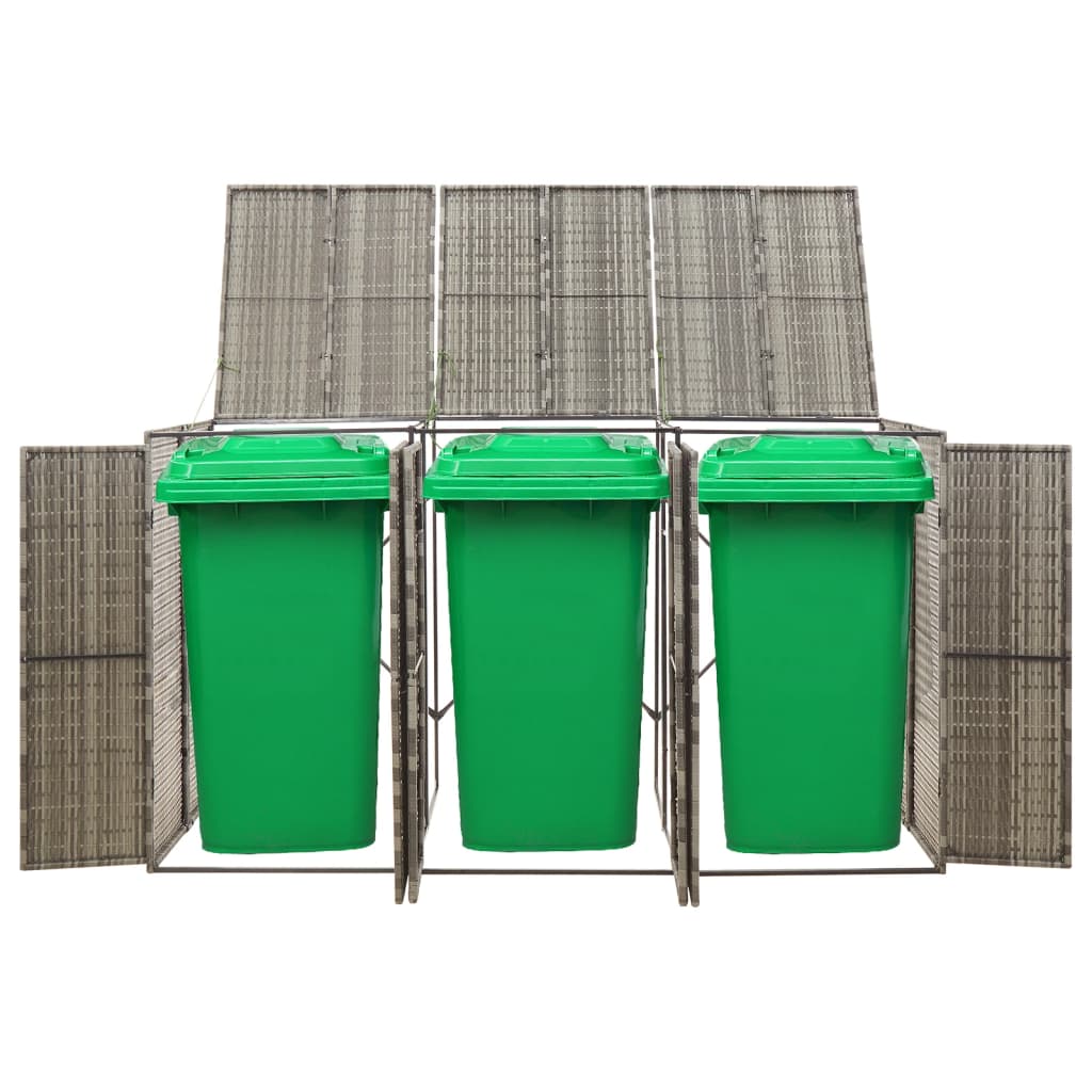 Vidaxx Containeraufbewahrung dreifach 207x80x117 cm Polyrattan grau