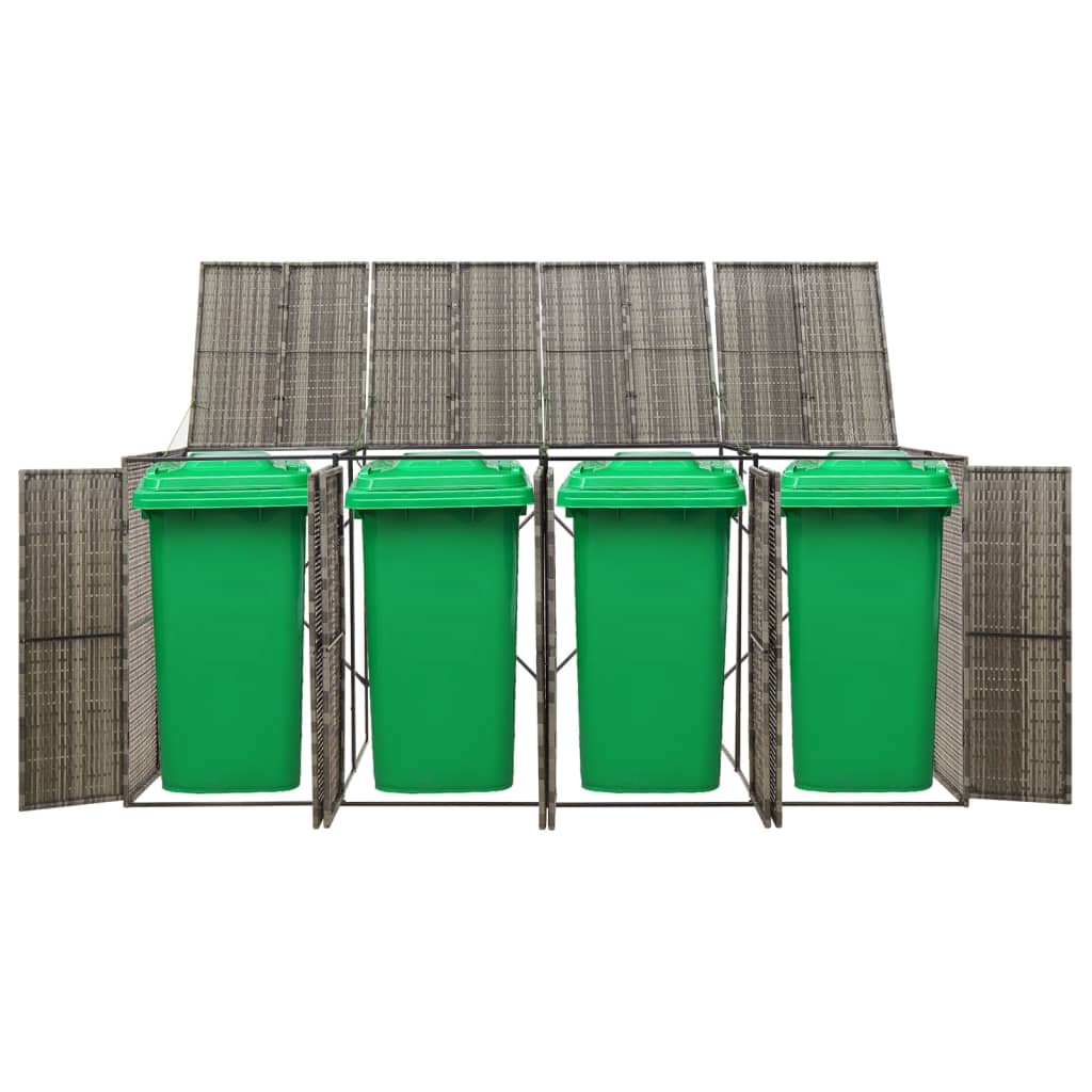 VidaXL Containeraufbewahrung vierfach 274x80x117 cm Polyrattan grau
