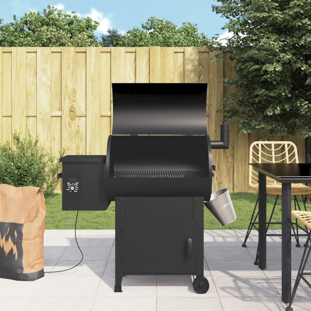 VidaXL Pelletgrill mit Kamin 104 cm Eisen schwarz