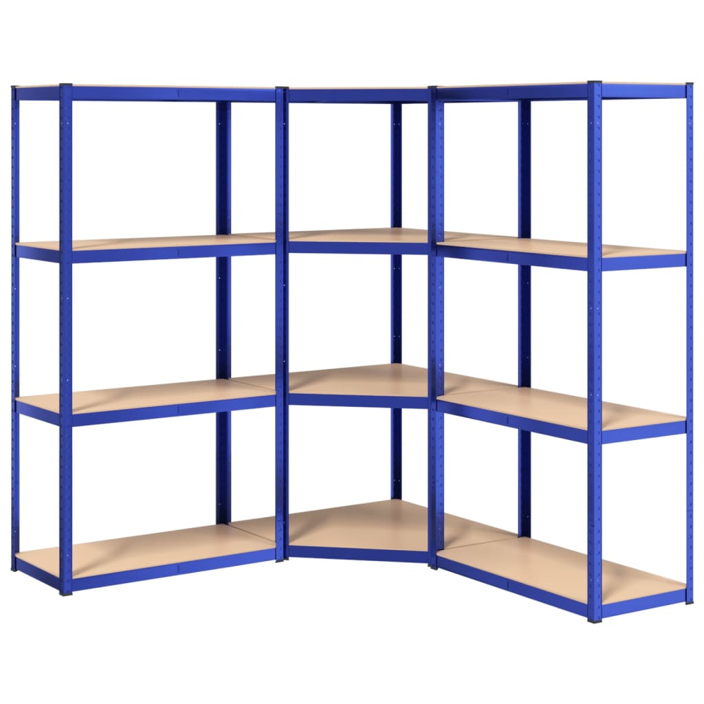 VidaXL Lagerregal 4-lagig 3 Stk. Stahl verarbeitetes Holz blau
