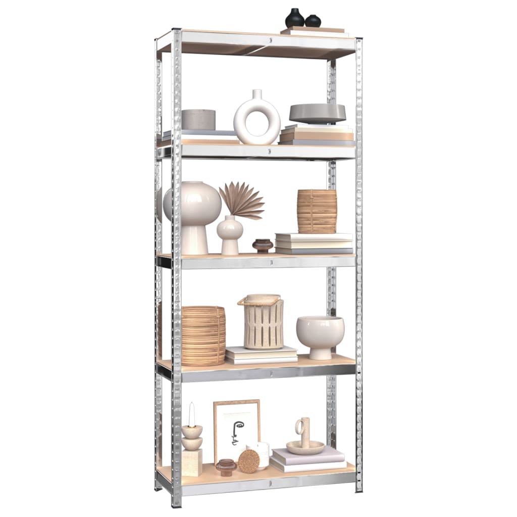 VidaXL Lagerregale 5-lagig 4 Stück Stahl und Holzwerkstoff silberfarben