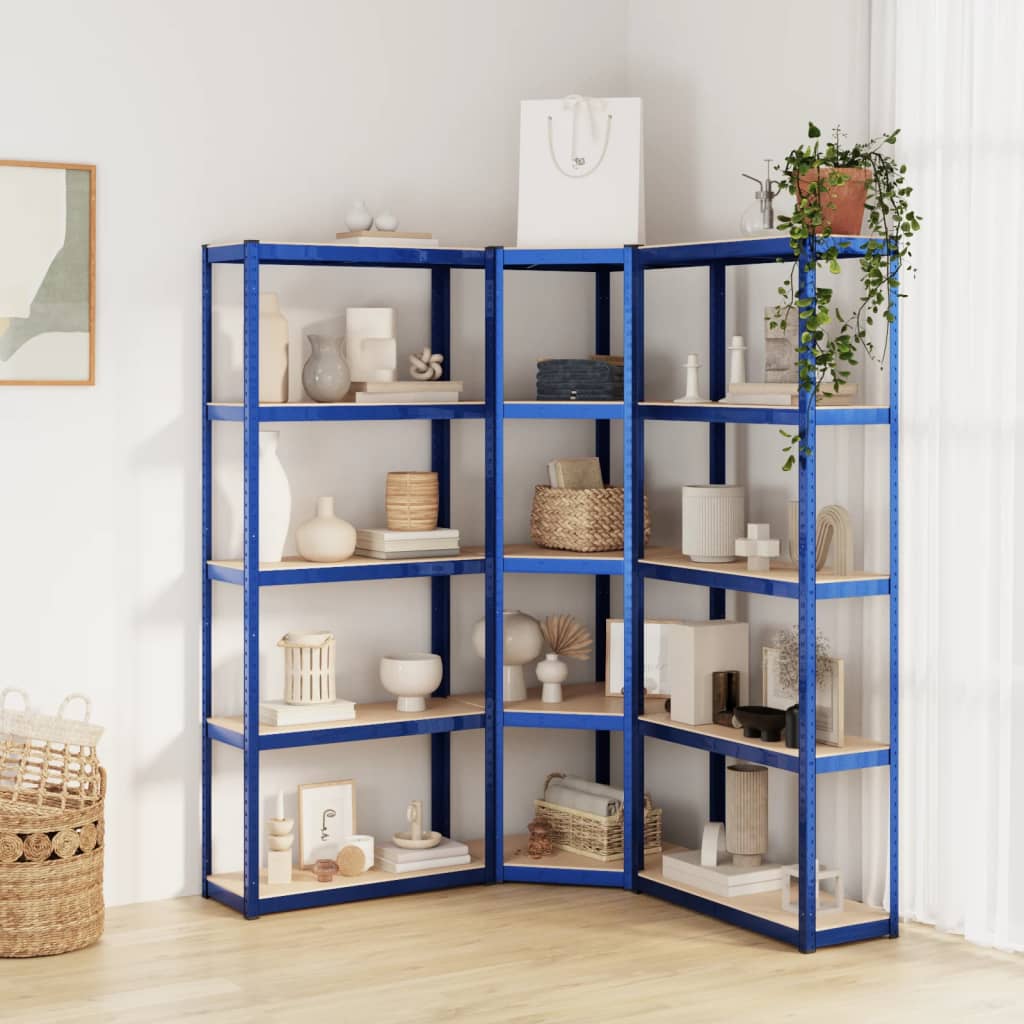 VidaXL Lagerregale 3 Stück 5-lagiger Stahl und Holzwerkstoff Blau