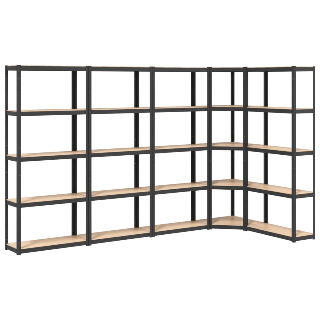 VidaXL Lagerregal 5-lagig 5 Stk. Stahl verarbeitetes Holz anthrazitfarben