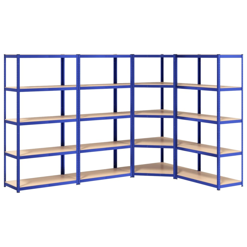 VidaXL Lagerregal 5-lagig 4 Stk. Stahl verarbeitetes Holz blau