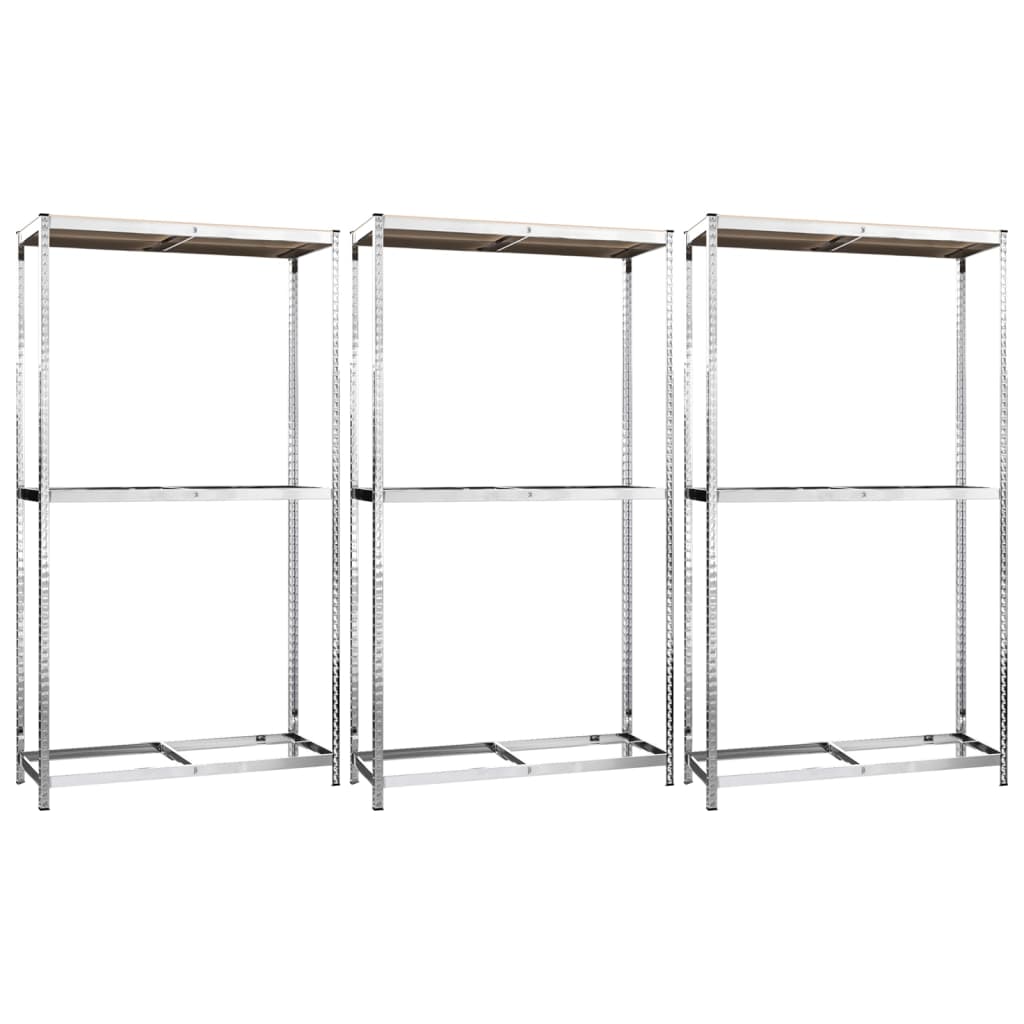 VidaXL Reifenregale 2-lagig 3 Stück 110x40x180 cm Stahl silberfarben
