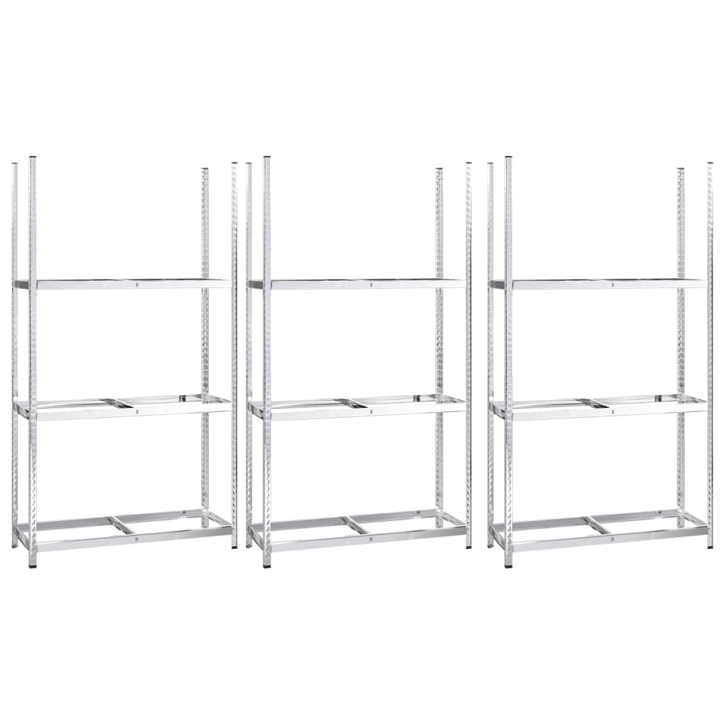 VidaXL Reifenregale 3-lagig 3 Stück 110x40x200 cm Stahl silberfarben