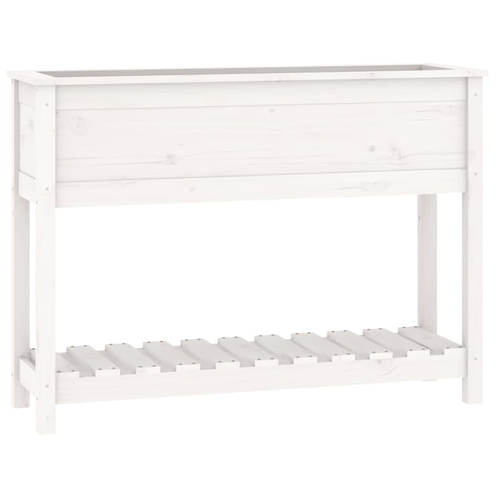 Vidaxx Pflanzgefäß mit Ablage 111,5x34,5x81 cm massives Kiefernholz weiß