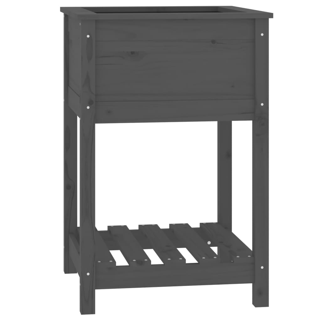 Vidaxx Pflanzgefäß mit Ablage 54x54x81 cm massives Kiefernholz grau
