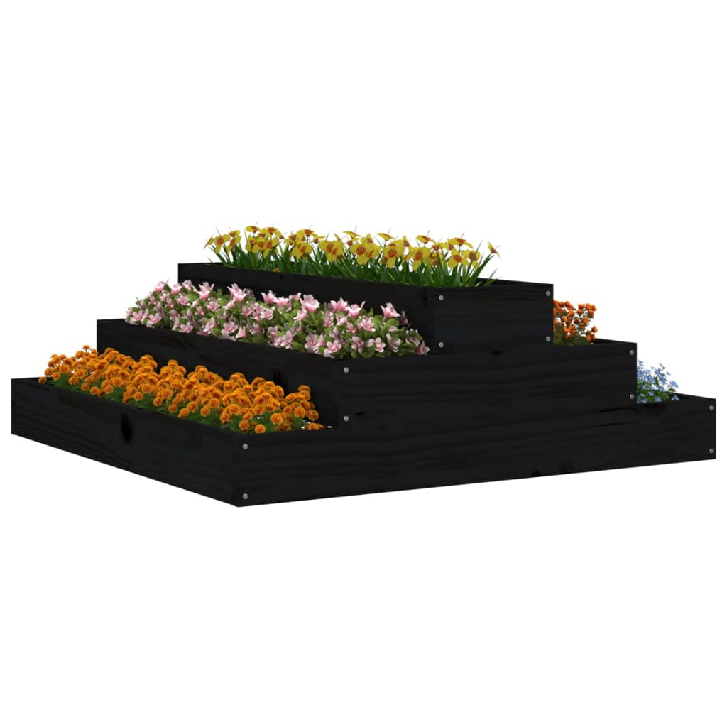 Vidaxx Pflanzgefäß 80x80x27 cm massives Kiefernholz schwarz