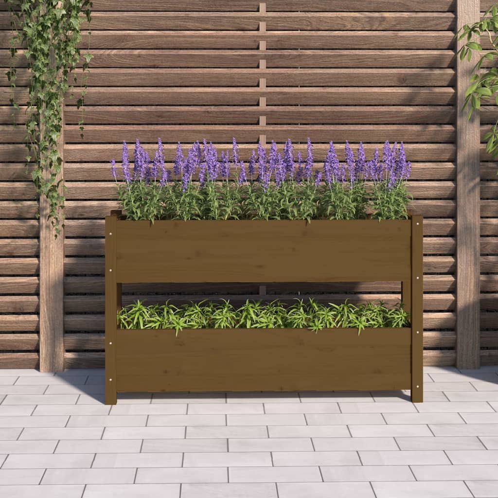 Vidaxx Pflanzgefäß 112x25x66 cm massives Kiefernholz honigbraun