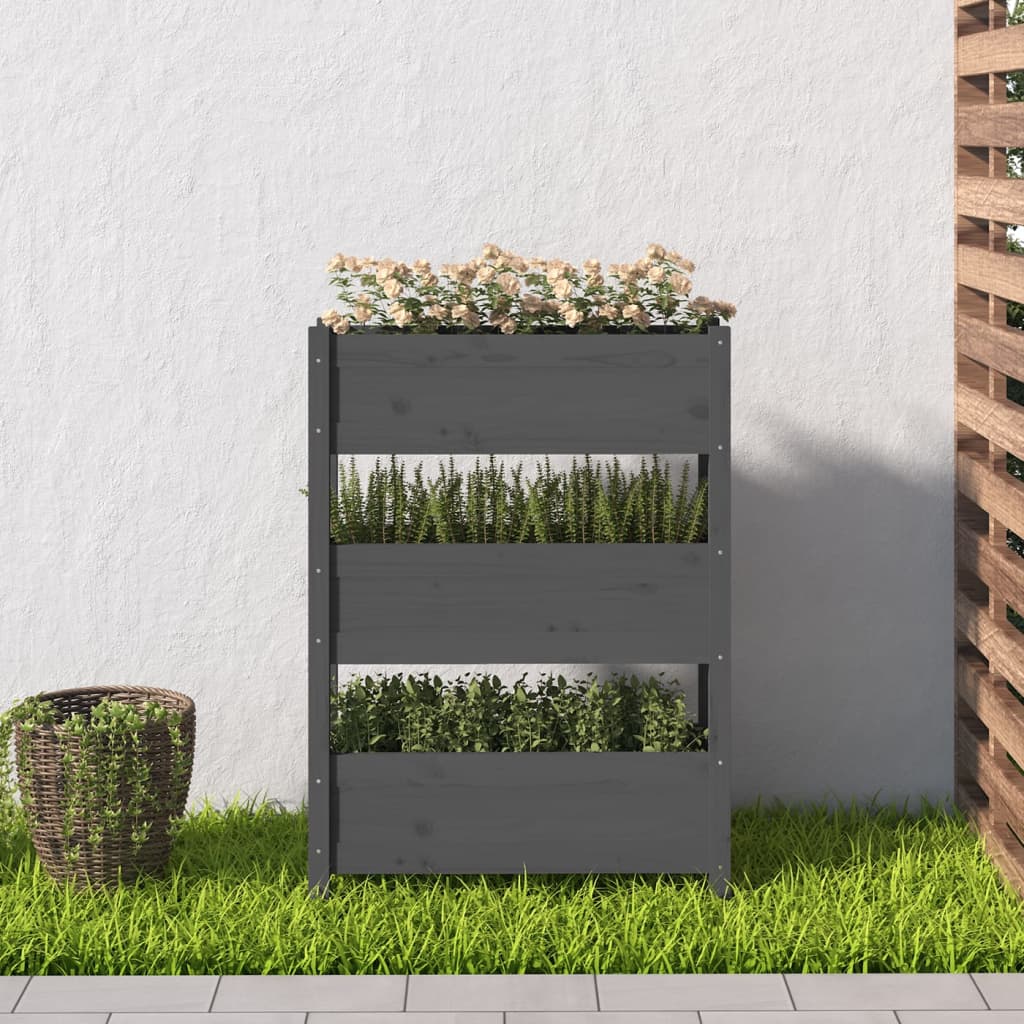 Vidaxx Pflanzgefäß 77x25x104,5 cm massives Kiefernholz grau